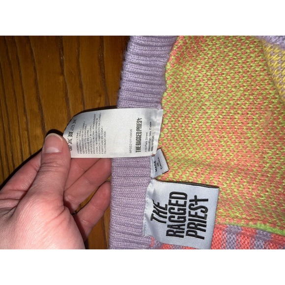 The Ragged Priest Patchwork Knit Flare Pants Multicolor Floral Striped - Picture 6 of 12